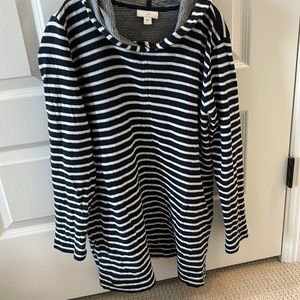 J.Jill Striped hooded tunic sweatshirt
